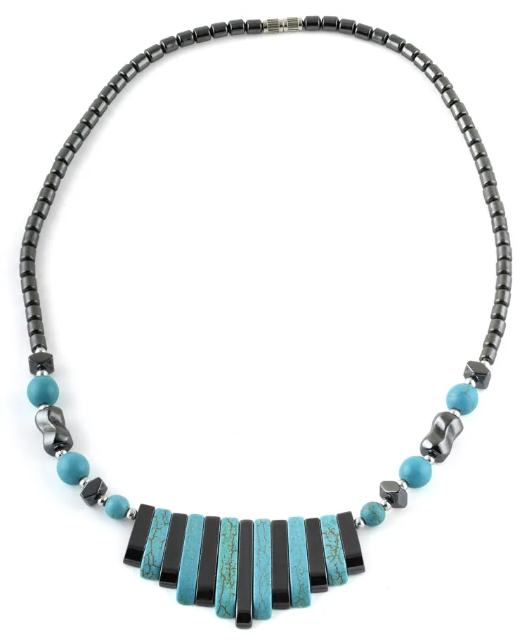 18" Elegant Turquoise & Hematite Necklace