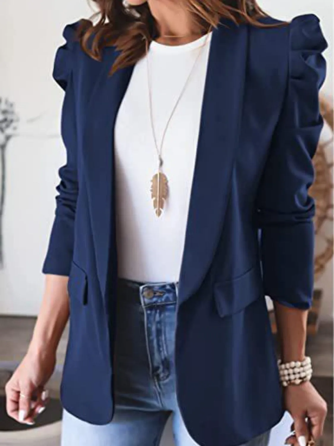 4 Elegant Collared Puff Sleeve Blazer