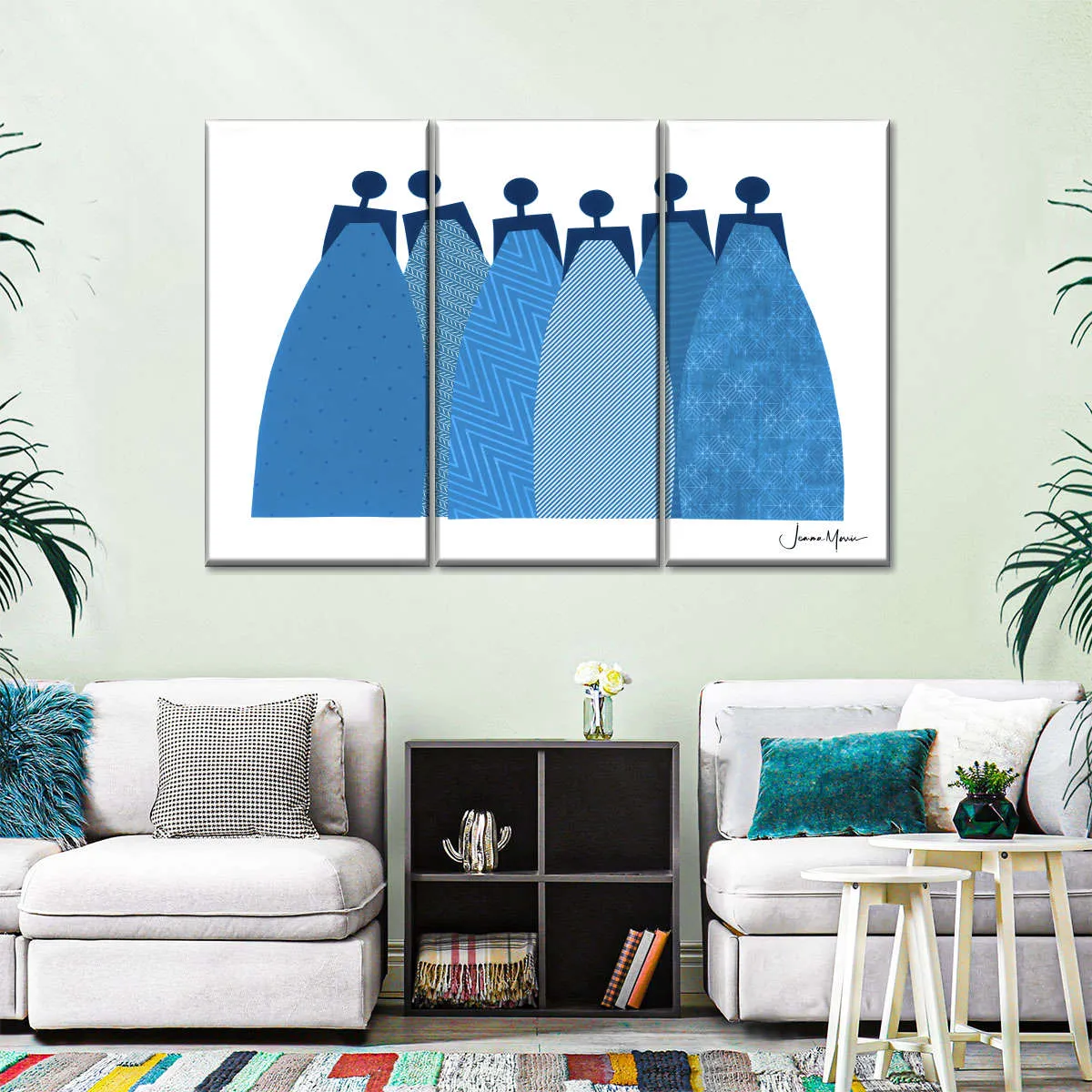 6 Blue Dresses Wall Art