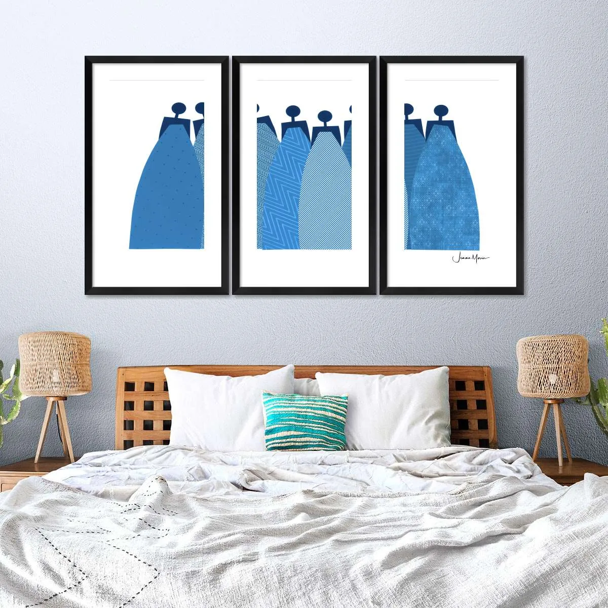 6 Blue Dresses Wall Art