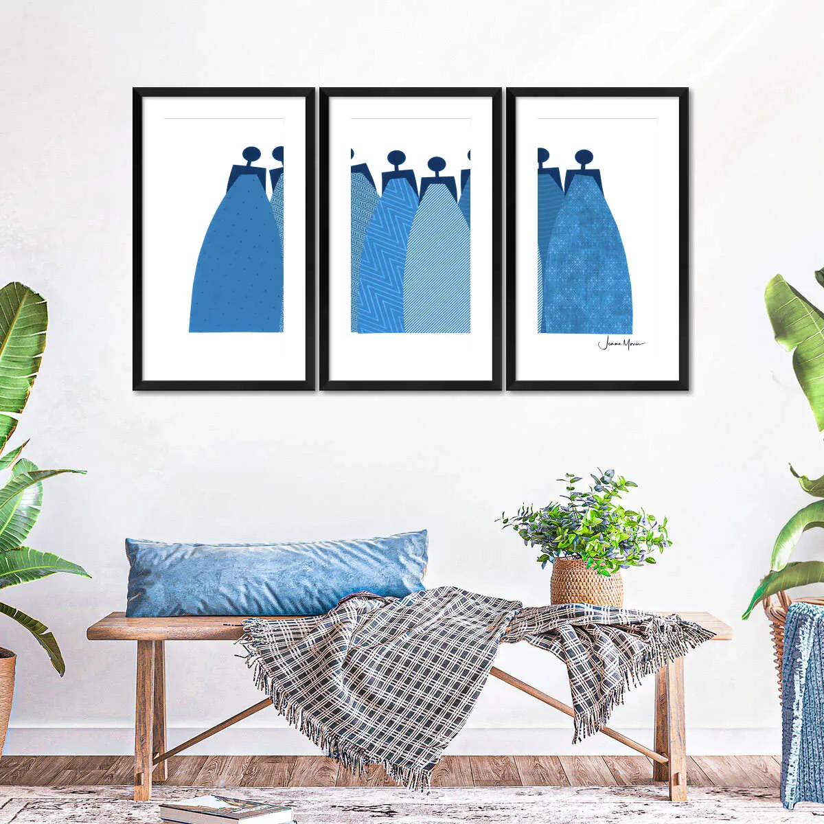 6 Blue Dresses Wall Art