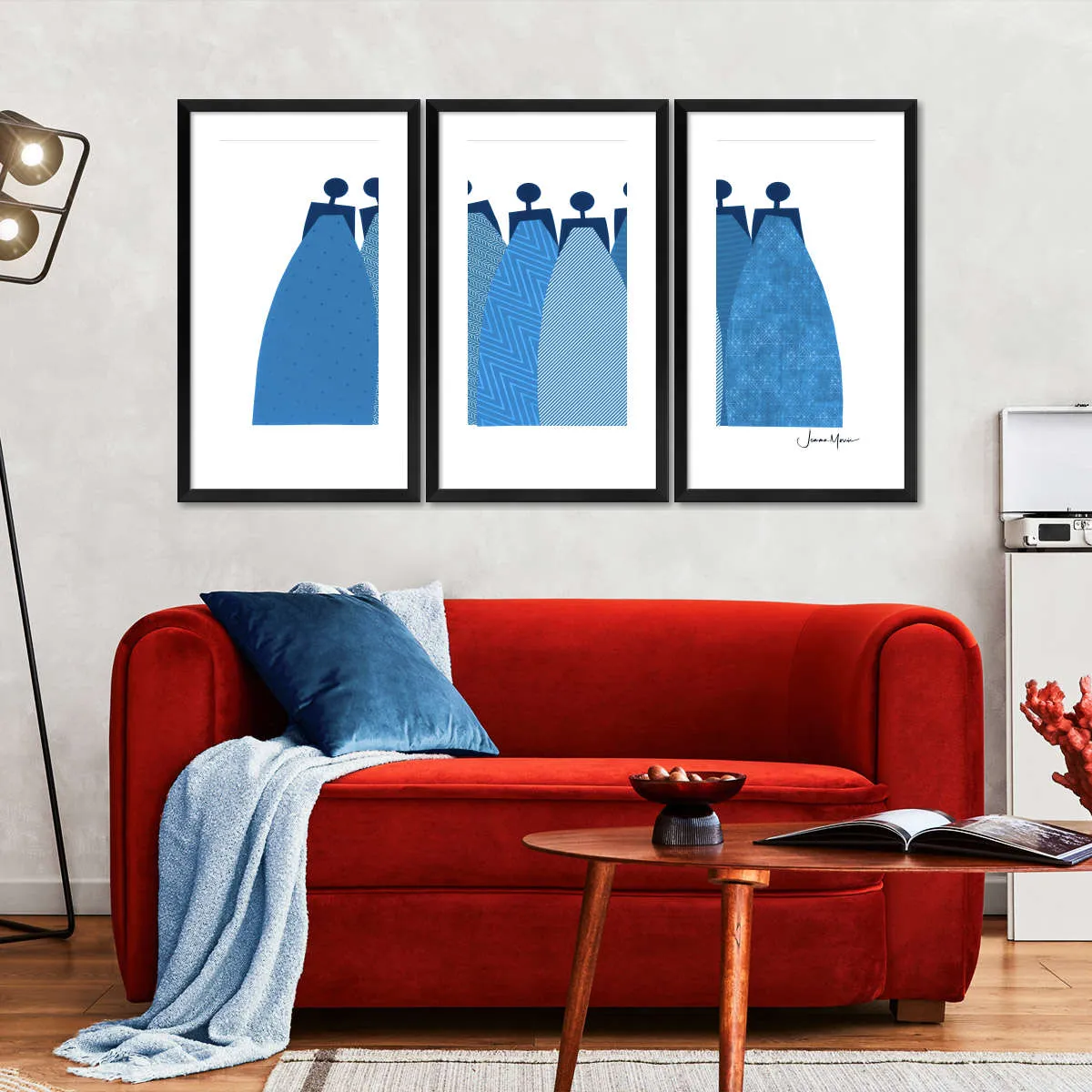 6 Blue Dresses Wall Art