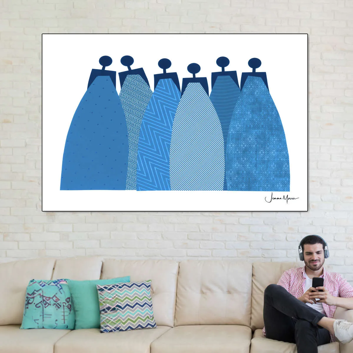 6 Blue Dresses Wall Art