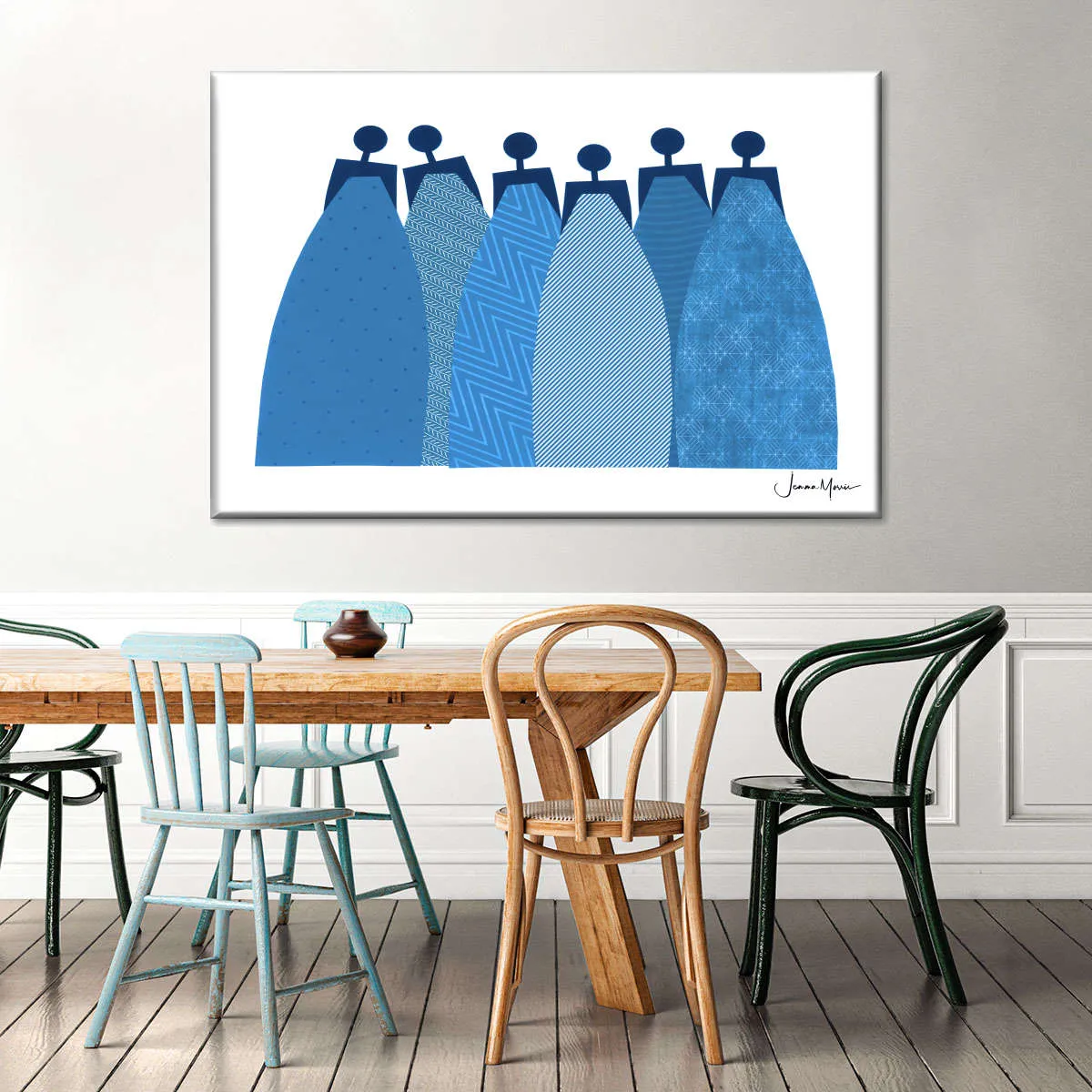 6 Blue Dresses Wall Art