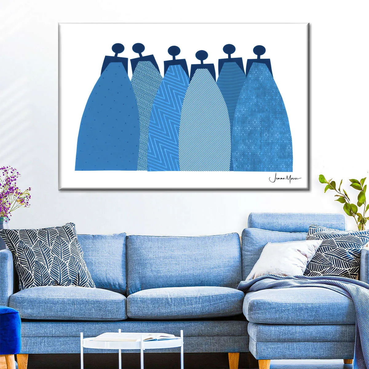 6 Blue Dresses Wall Art