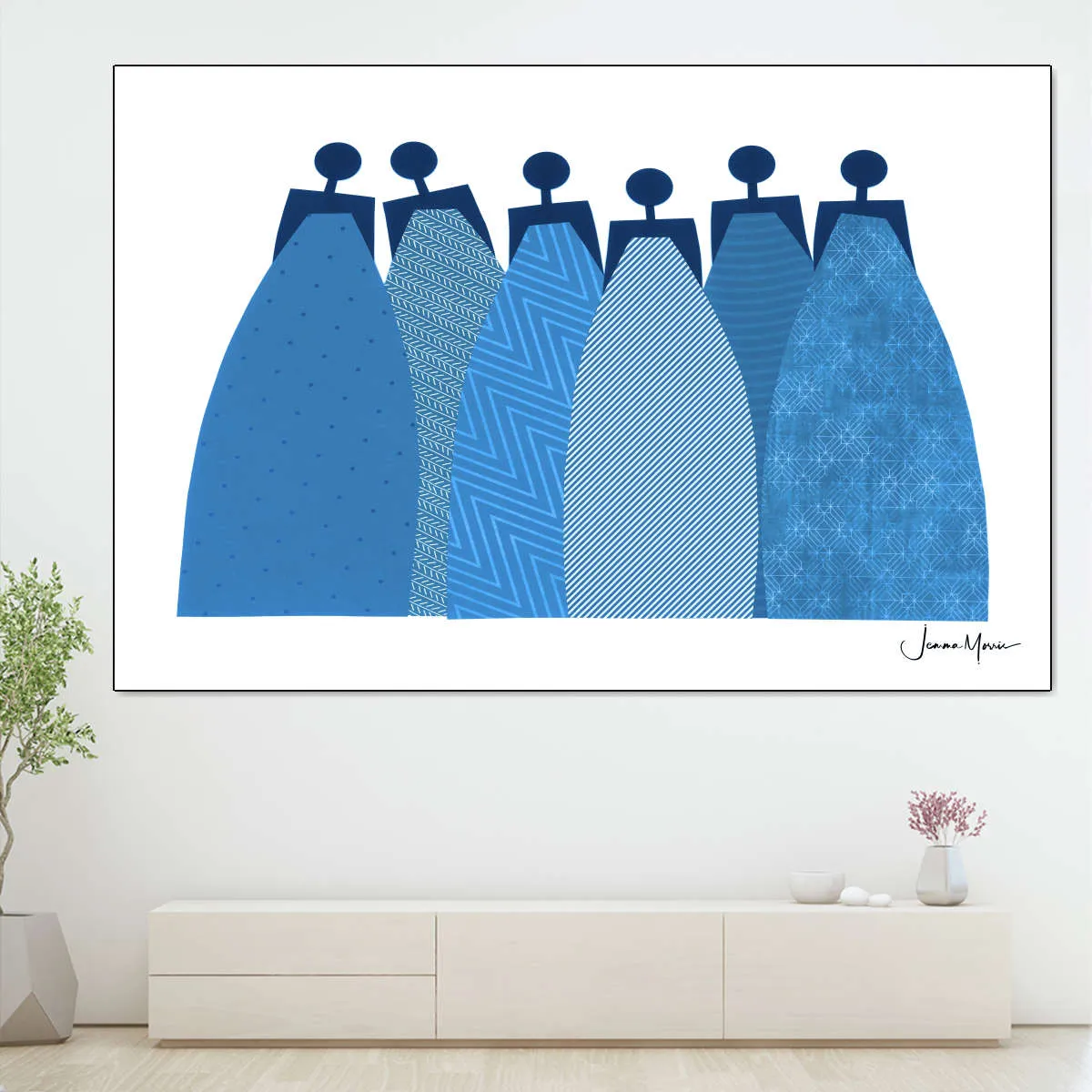 6 Blue Dresses Wall Art