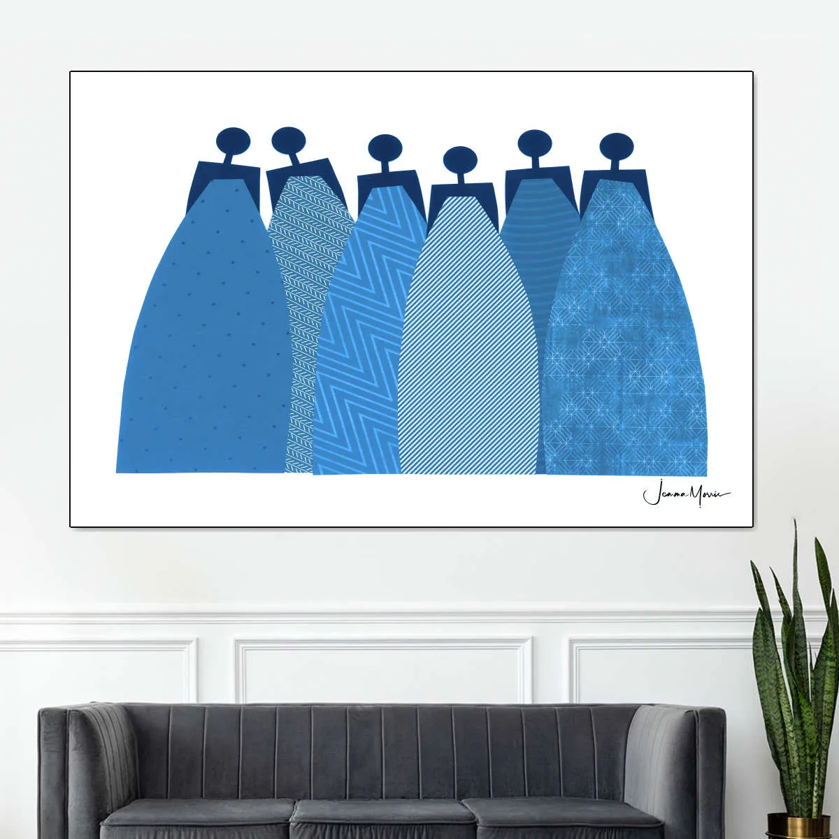 6 Blue Dresses Wall Art