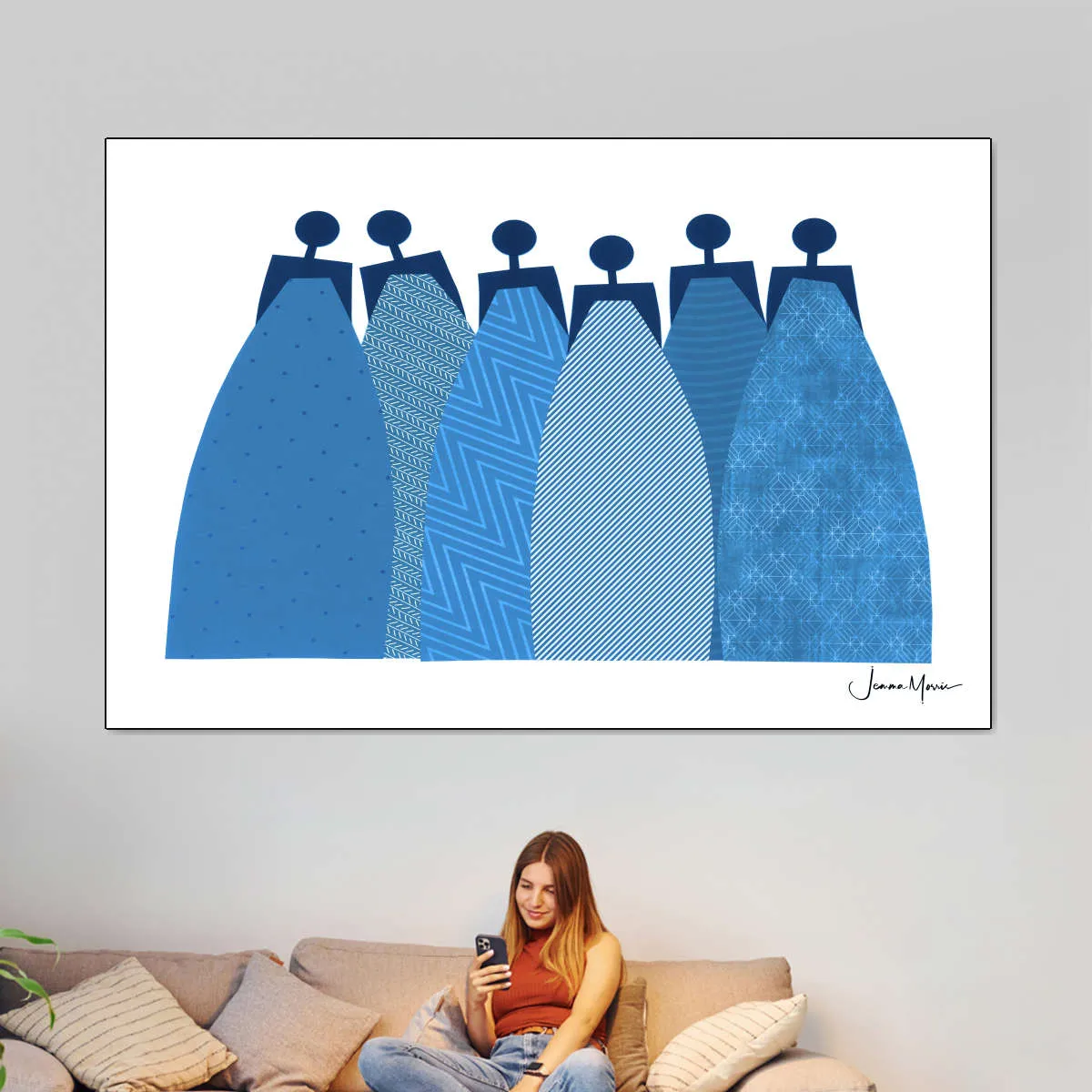 6 Blue Dresses Wall Art