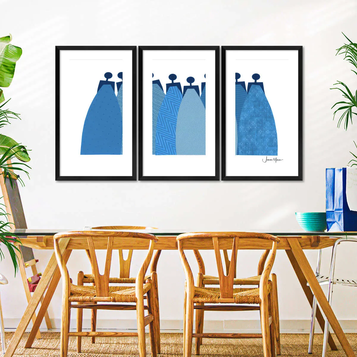 6 Blue Dresses Wall Art