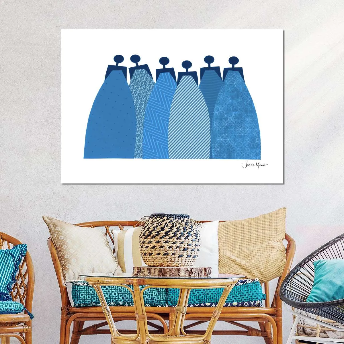 6 Blue Dresses Wall Art