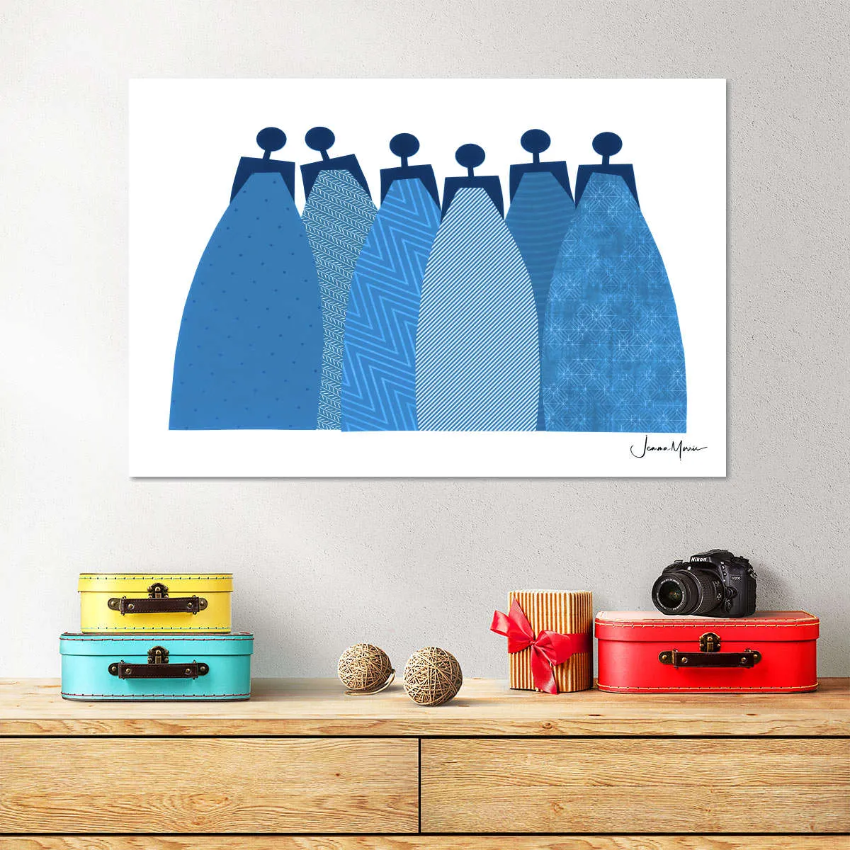 6 Blue Dresses Wall Art