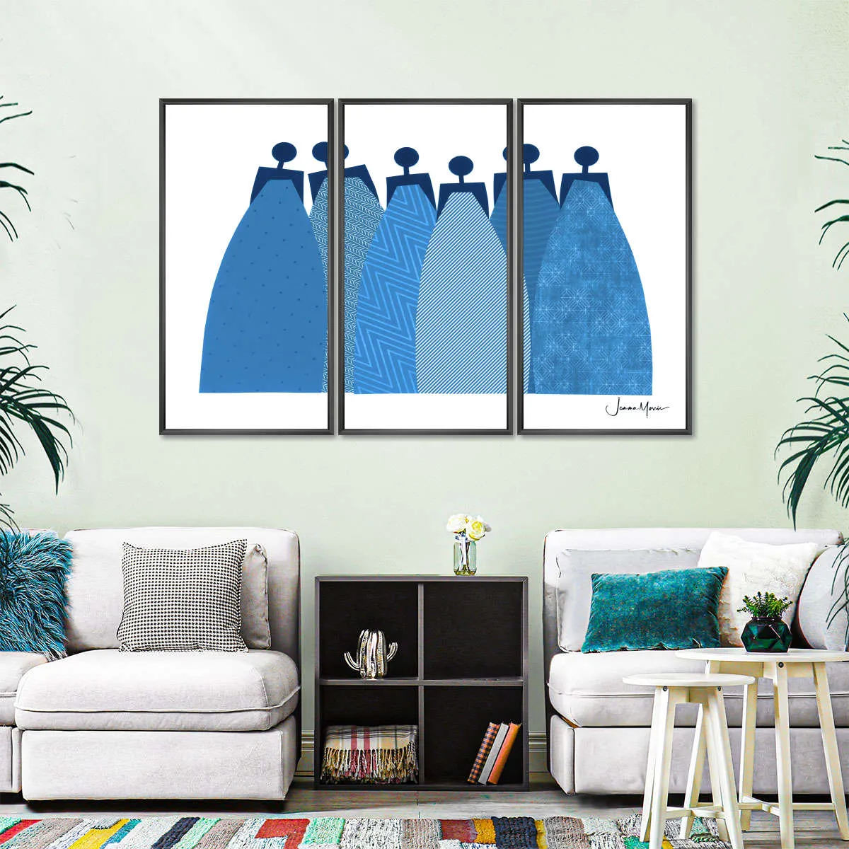 6 Blue Dresses Wall Art