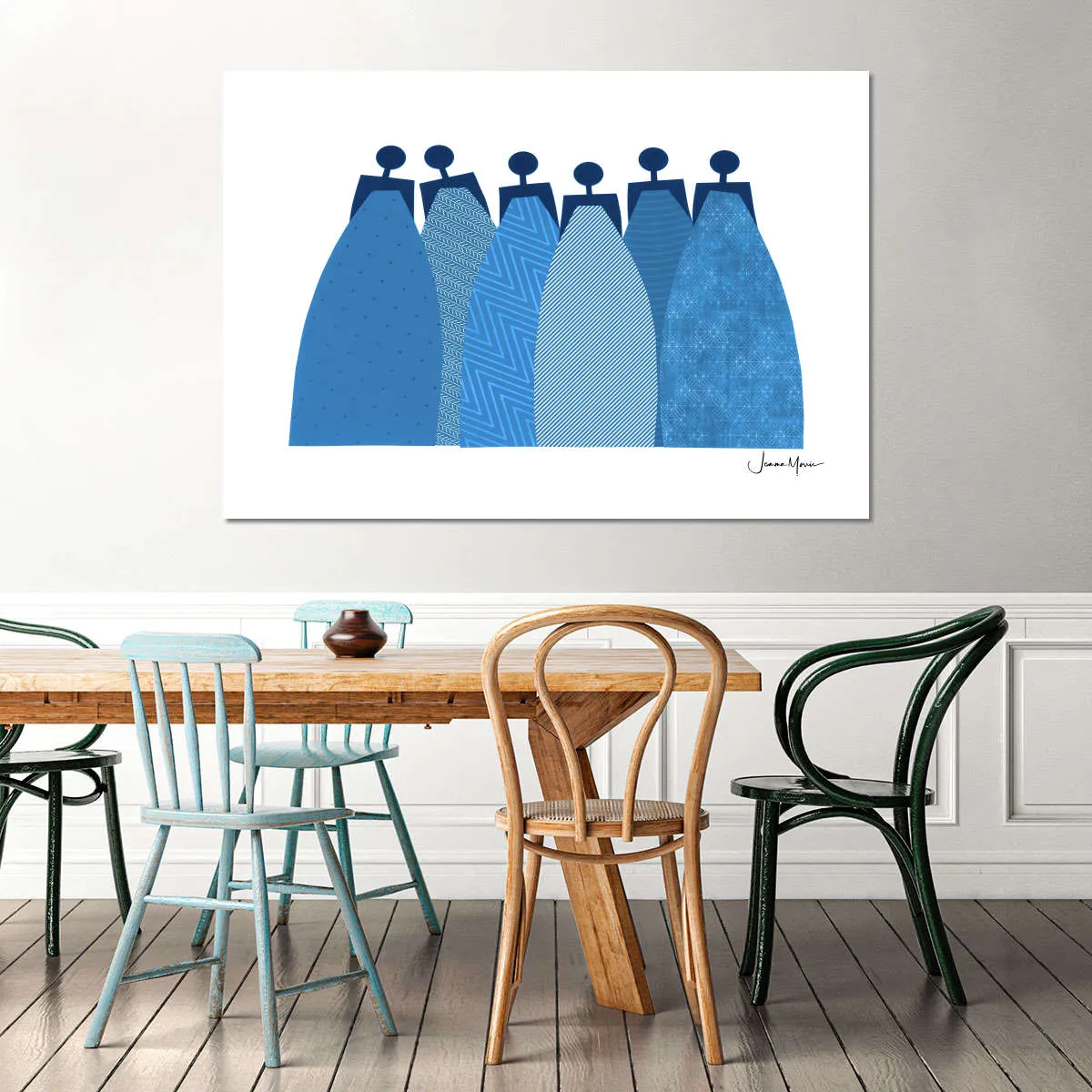 6 Blue Dresses Wall Art