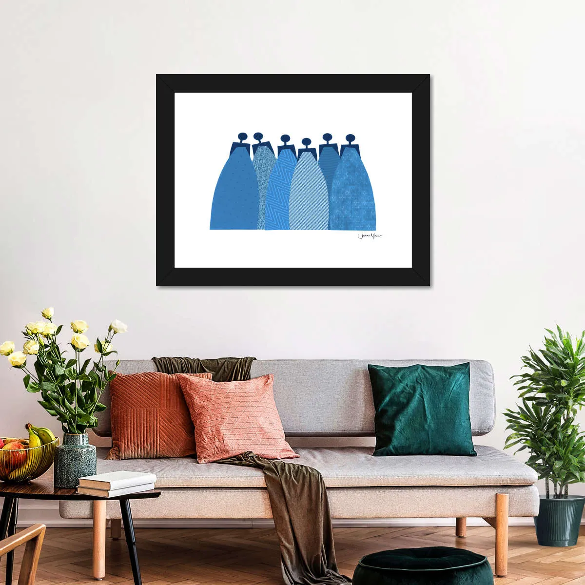 6 Blue Dresses Wall Art