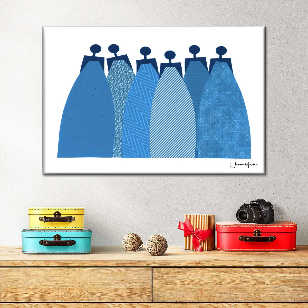 6 Blue Dresses Wall Art