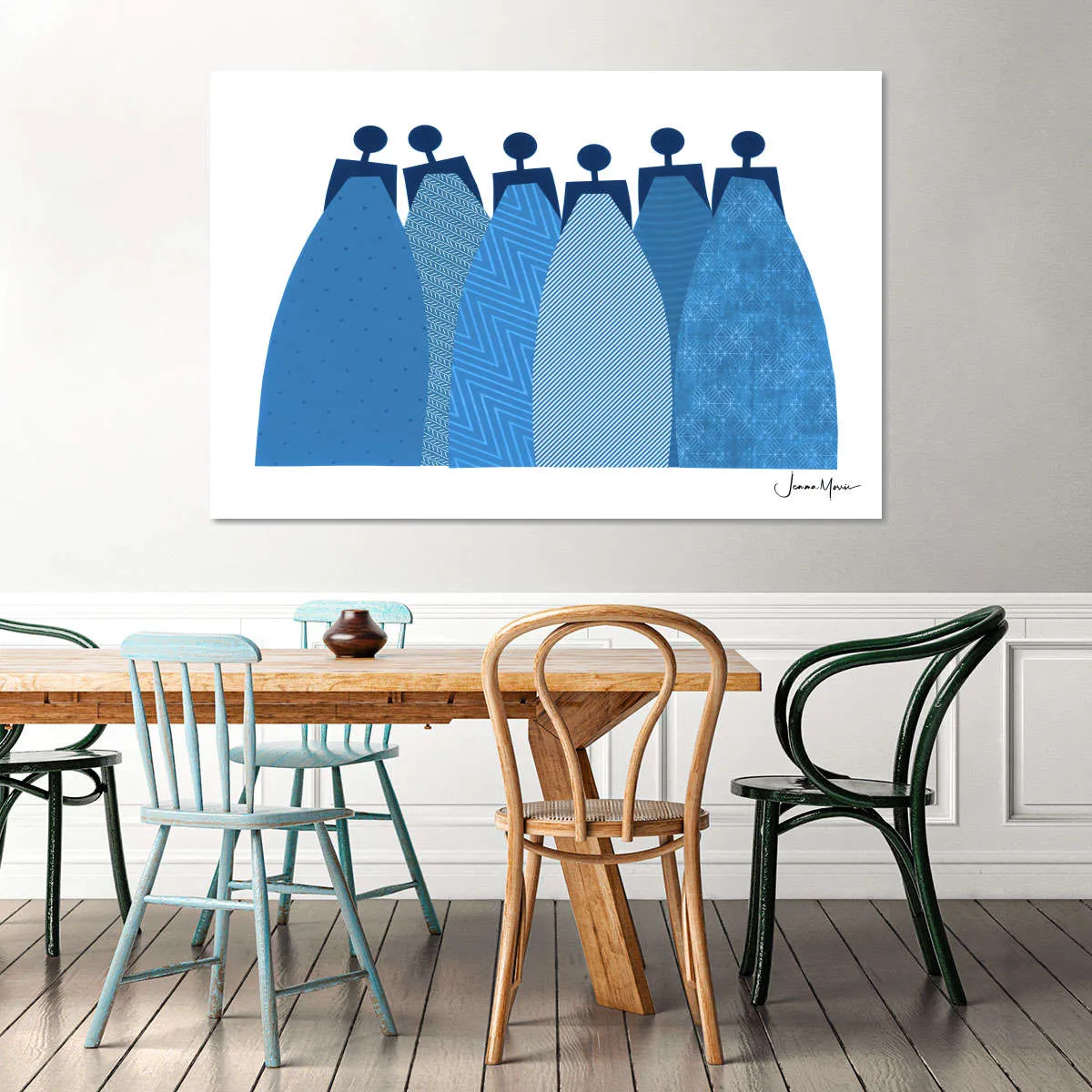 6 Blue Dresses Wall Art