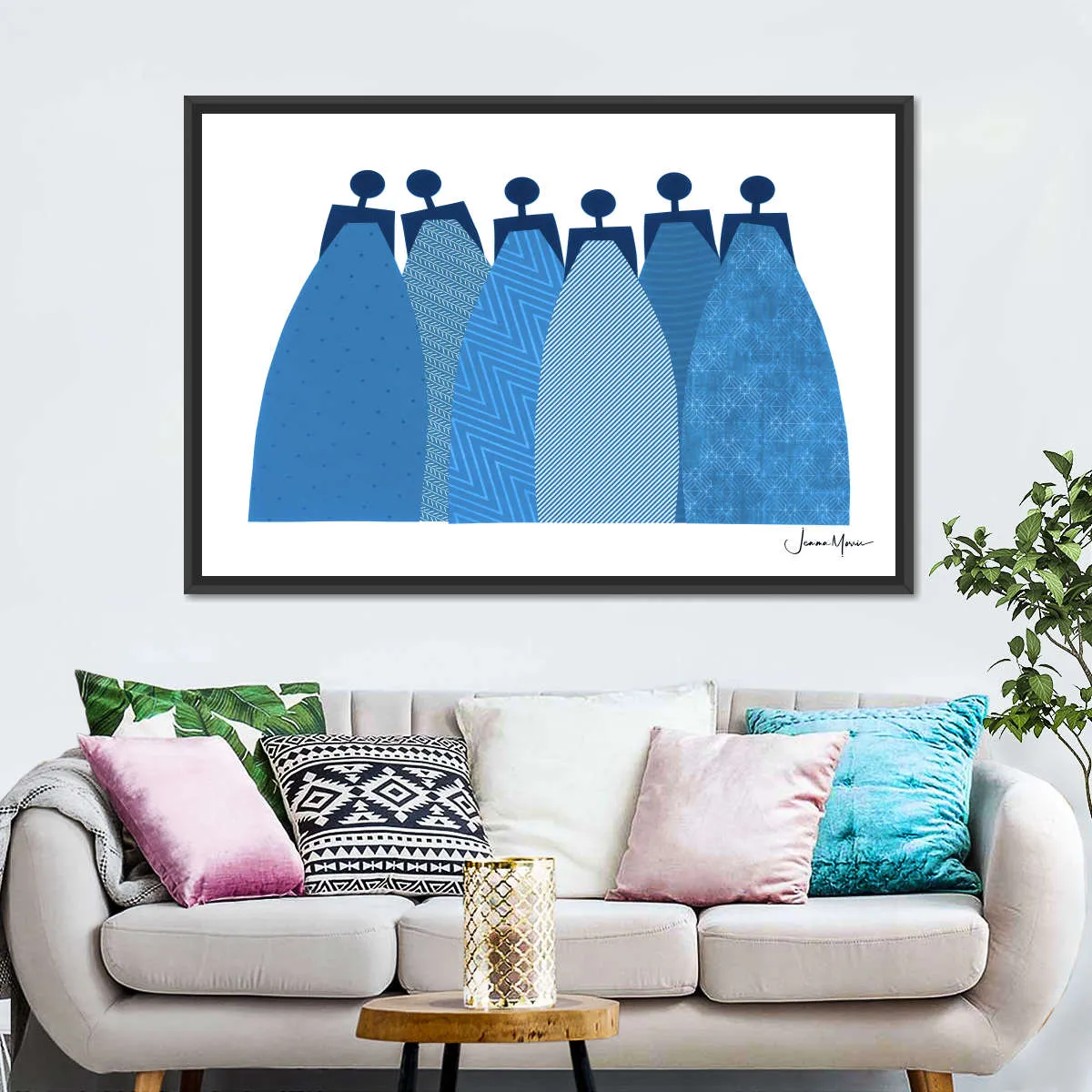 6 Blue Dresses Wall Art