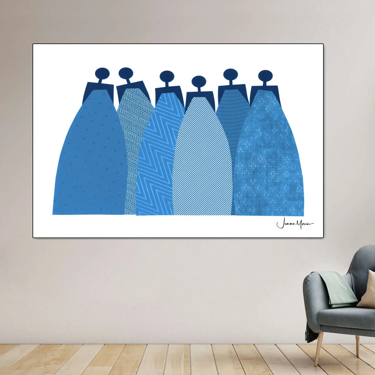 6 Blue Dresses Wall Art