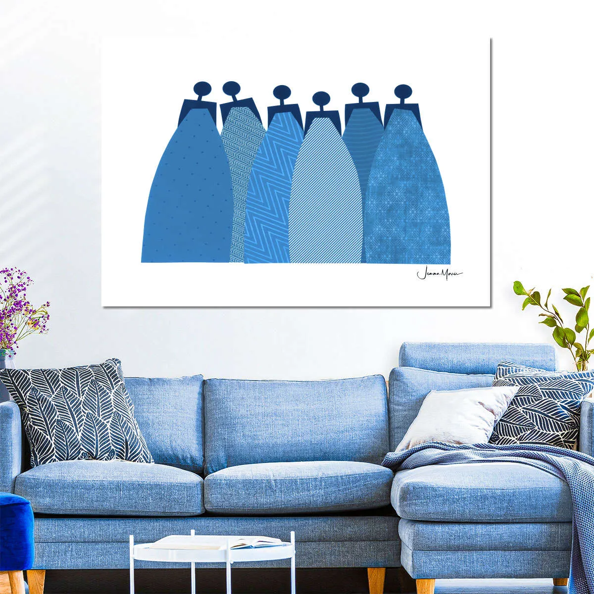 6 Blue Dresses Wall Art