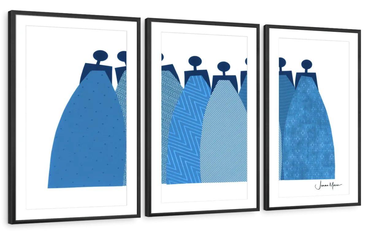 6 Blue Dresses Wall Art