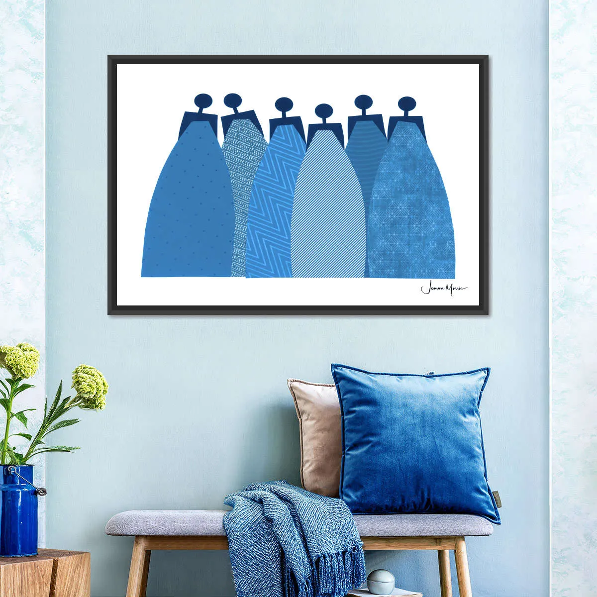 6 Blue Dresses Wall Art