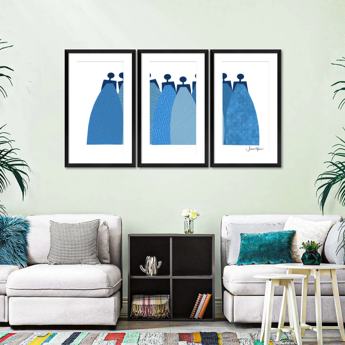 6 Blue Dresses Wall Art