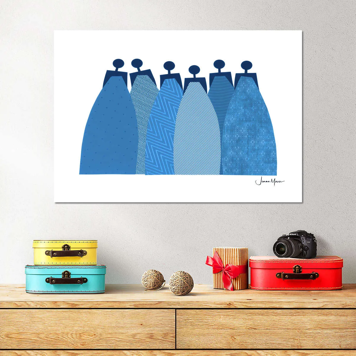 6 Blue Dresses Wall Art