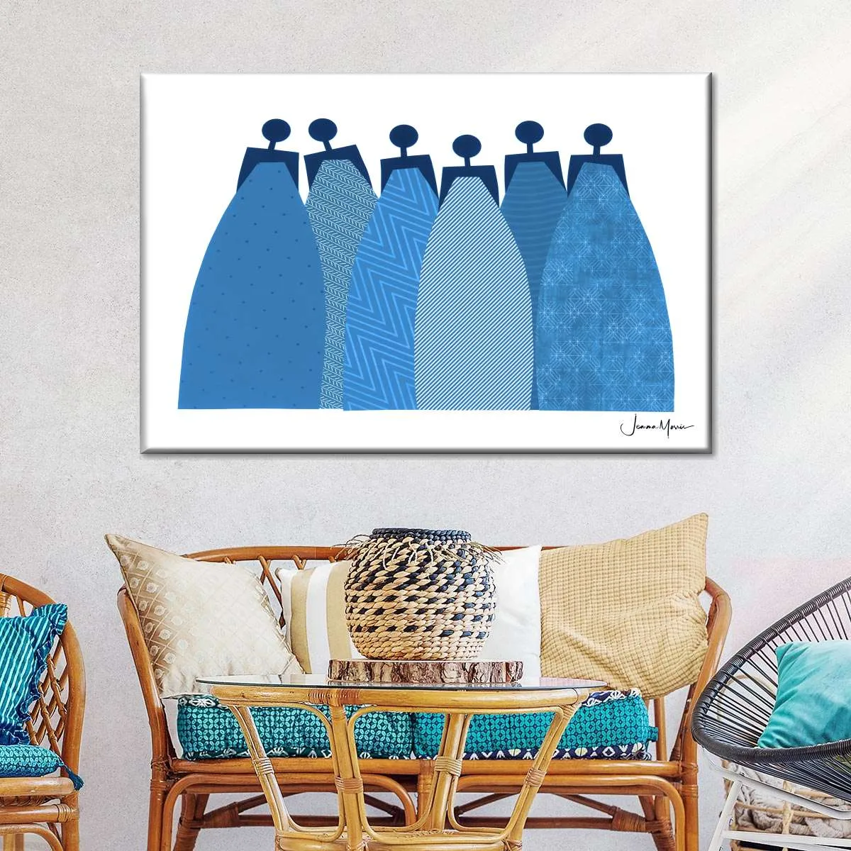 6 Blue Dresses Wall Art