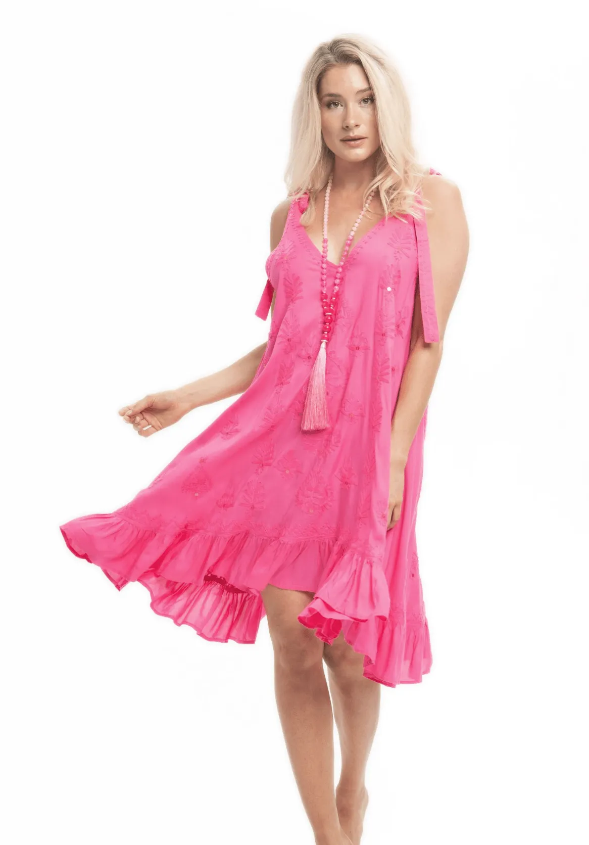 Amal Slip Dress in Neon Pink