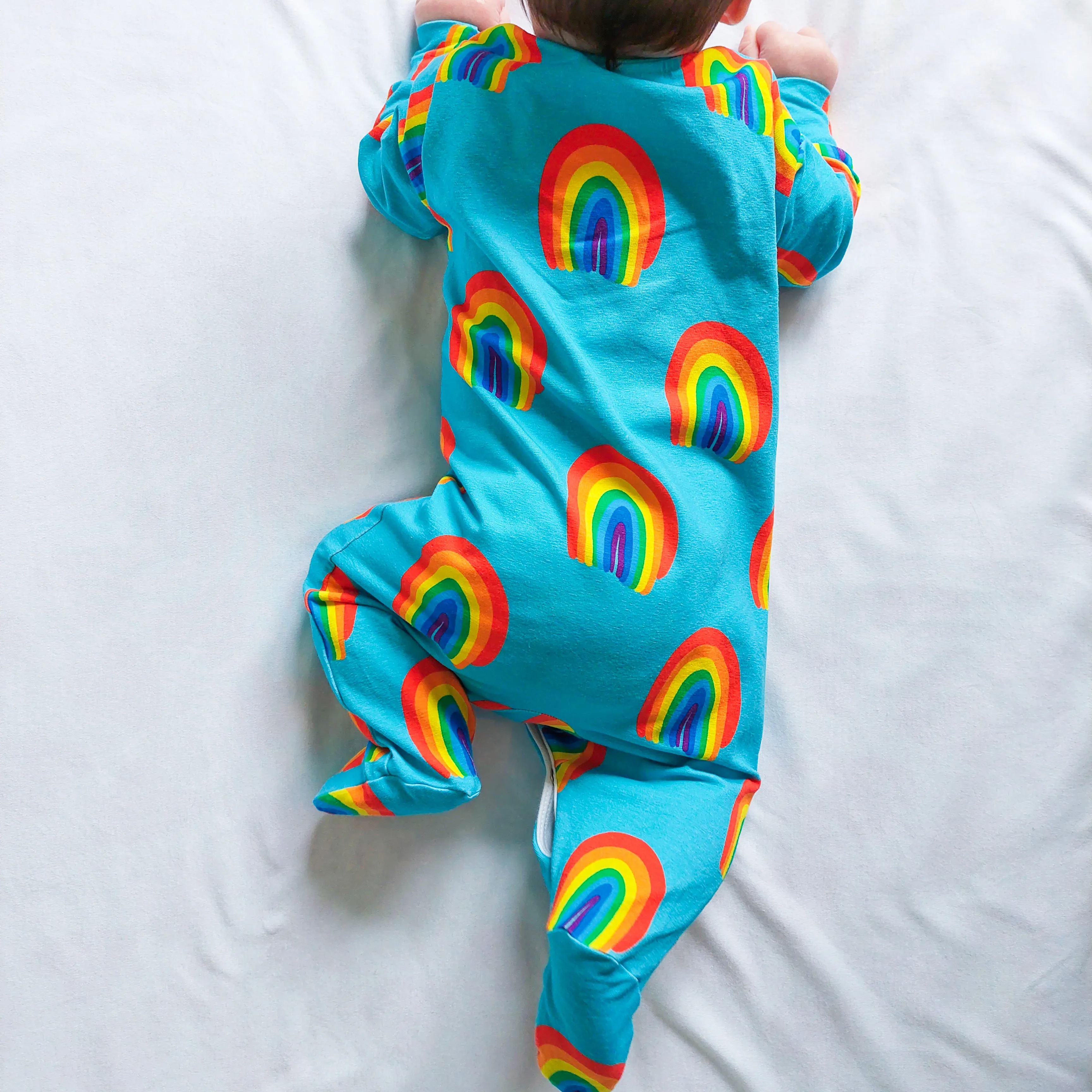 Aqua Rainbow cotton sleepsuit