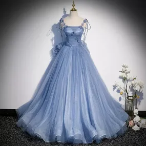 Ball Gown Blue Tulle Long Prom Dresses Sweet 16 Dress SH130