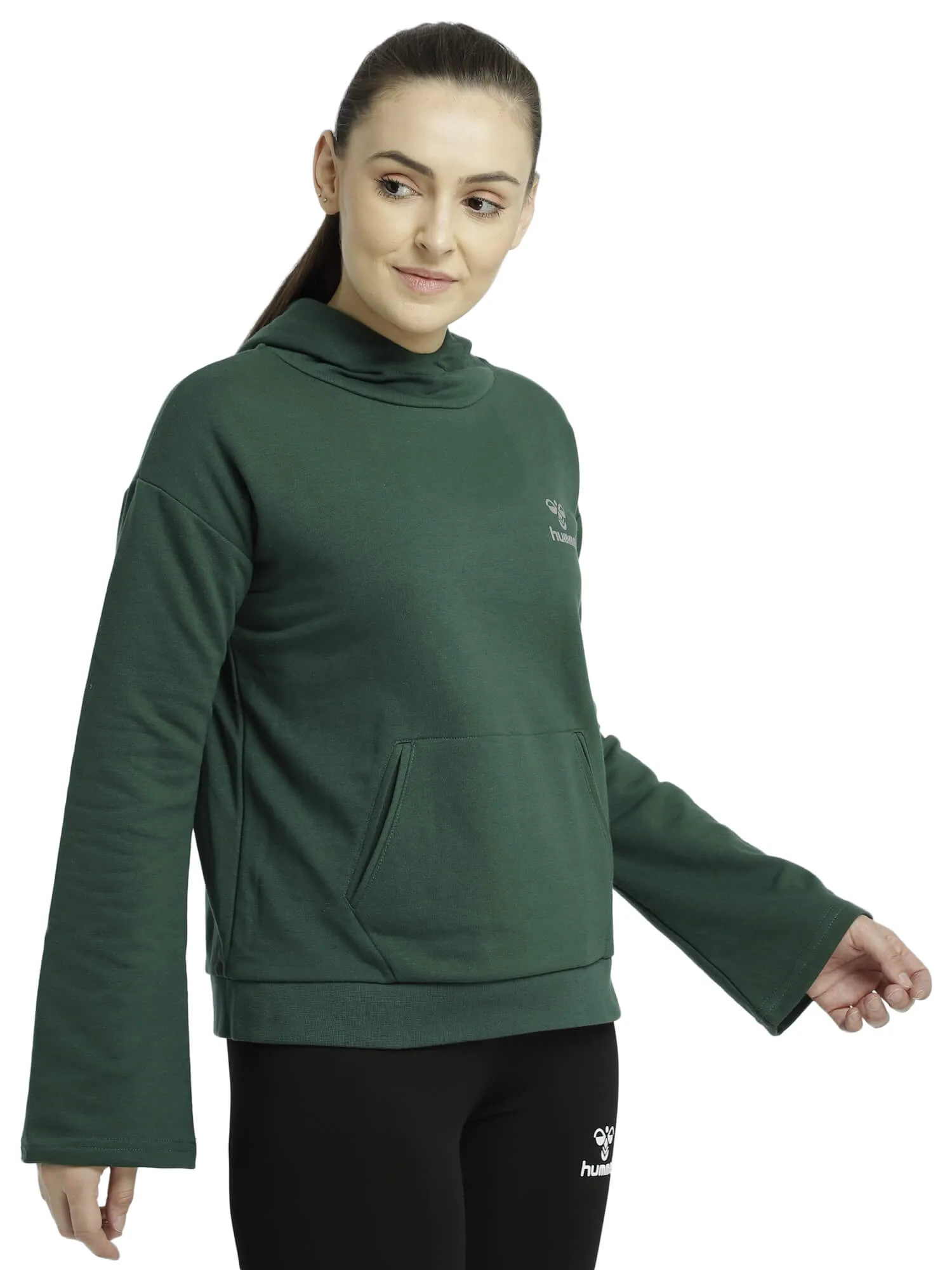 Bebita Women Cotton Green Hoodie