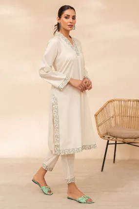 Beige Embroidered 2PC