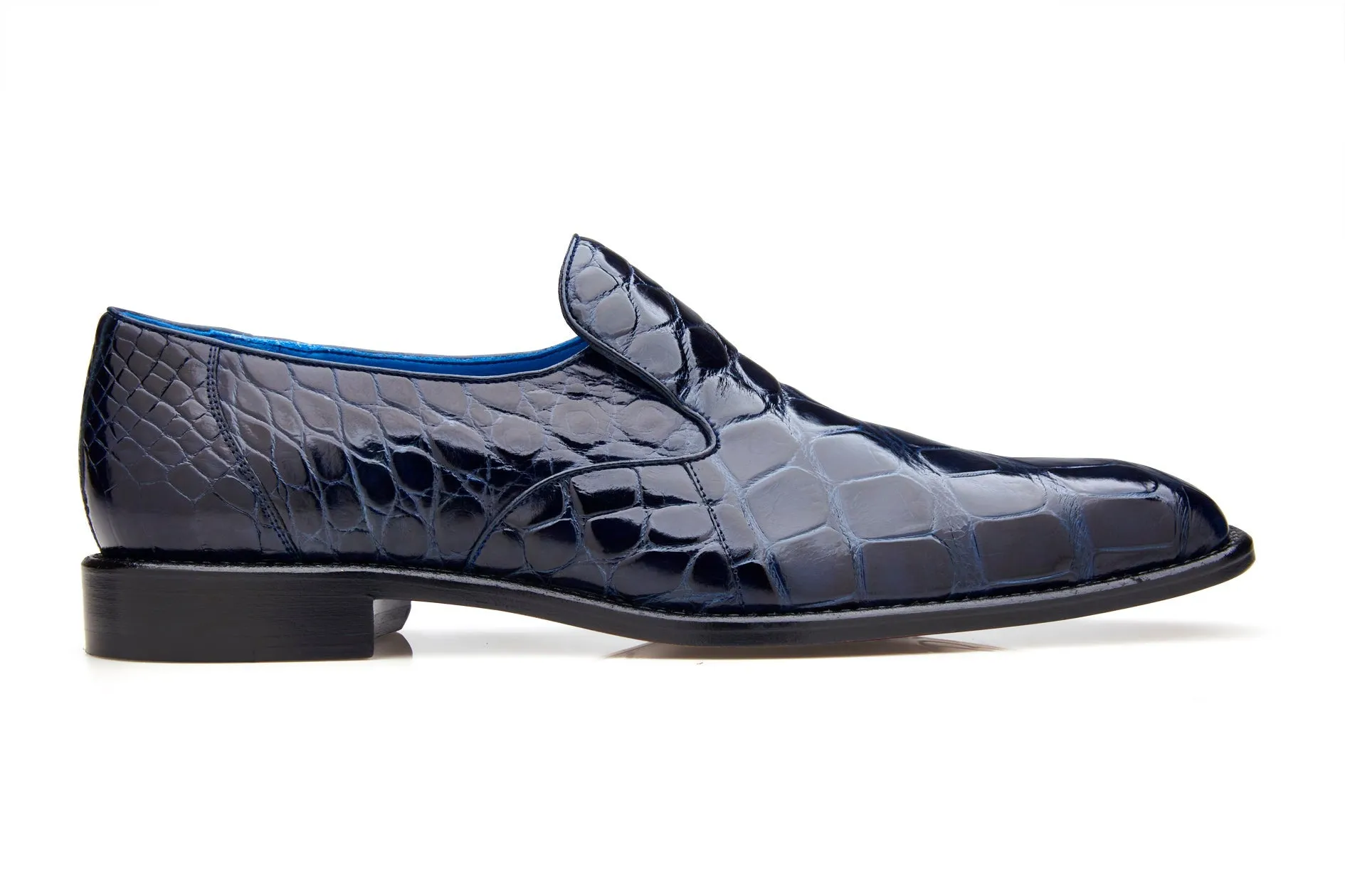 Belvedere - Genova, Genuine Alligator Slip-on Dress Shoe - Navy - R53