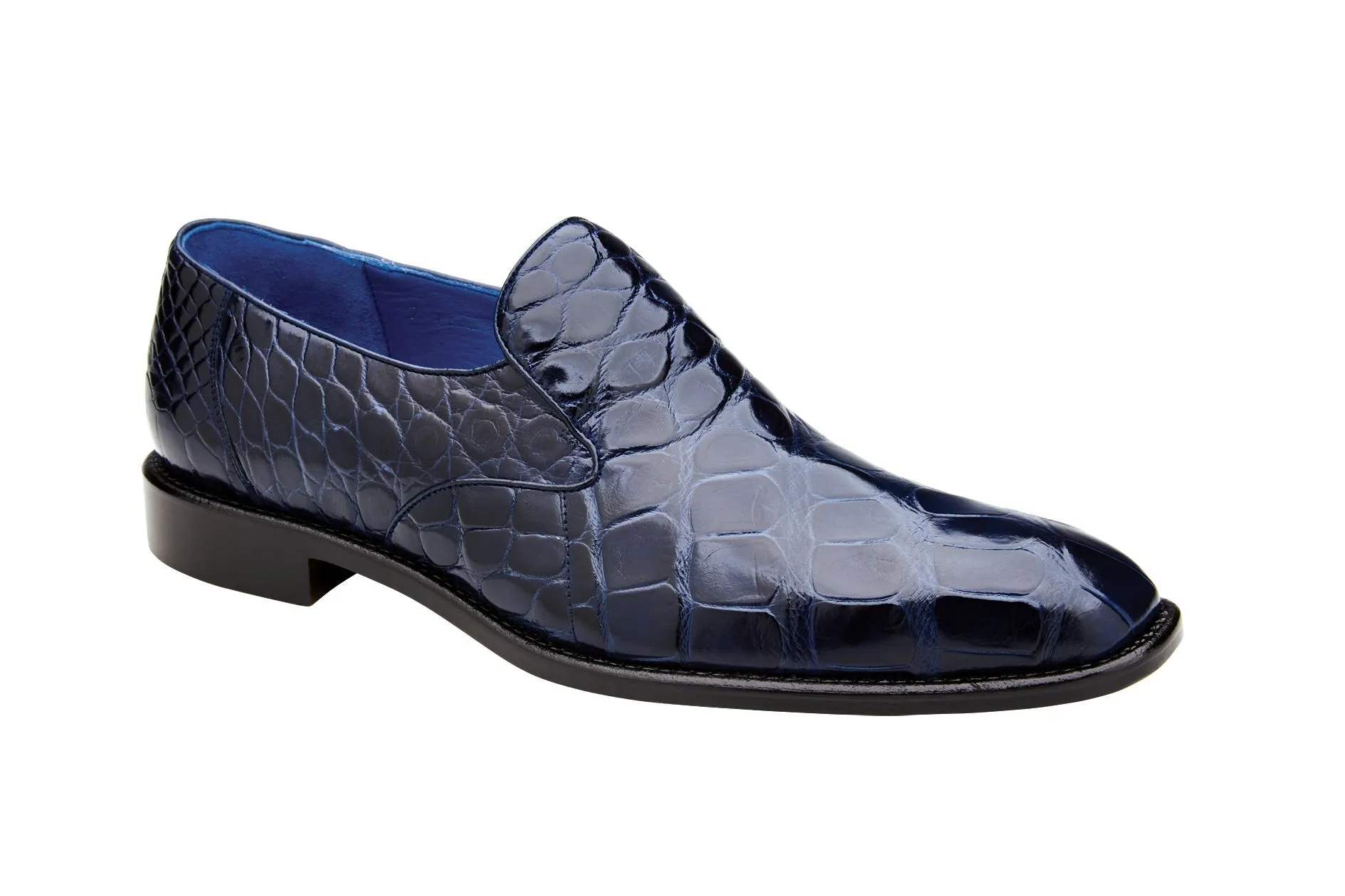 Belvedere - Genova, Genuine Alligator Slip-on Dress Shoe - Navy - R53