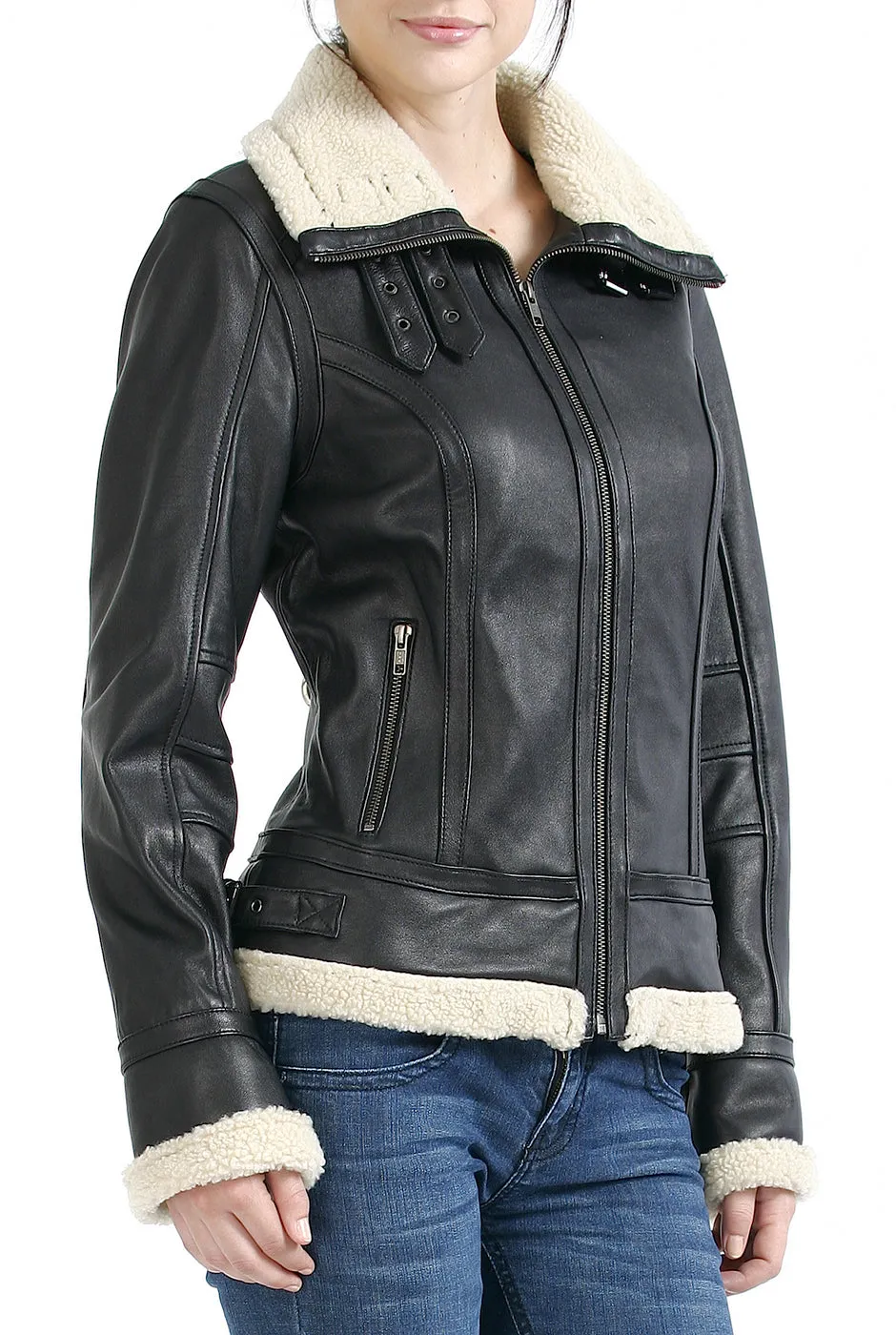 BGSD Women Brittany Lambskin Leather Jacket