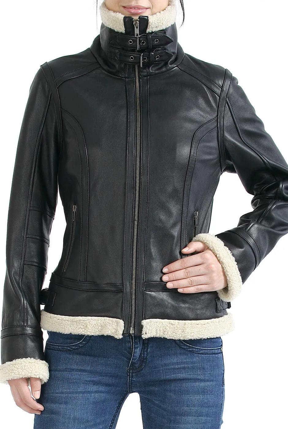 BGSD Women Brittany Lambskin Leather Jacket