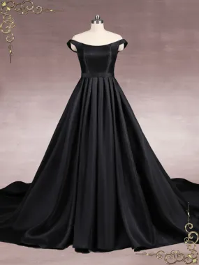 Black Elegant Satin Ball Gown Wedding Dress LUISA