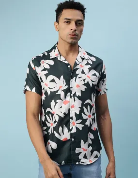 Black Floral Printed Casual Shirt