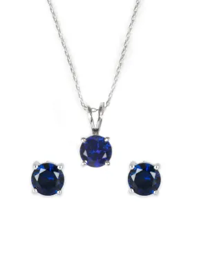 Blue Sapphire Solitaire Set For Women