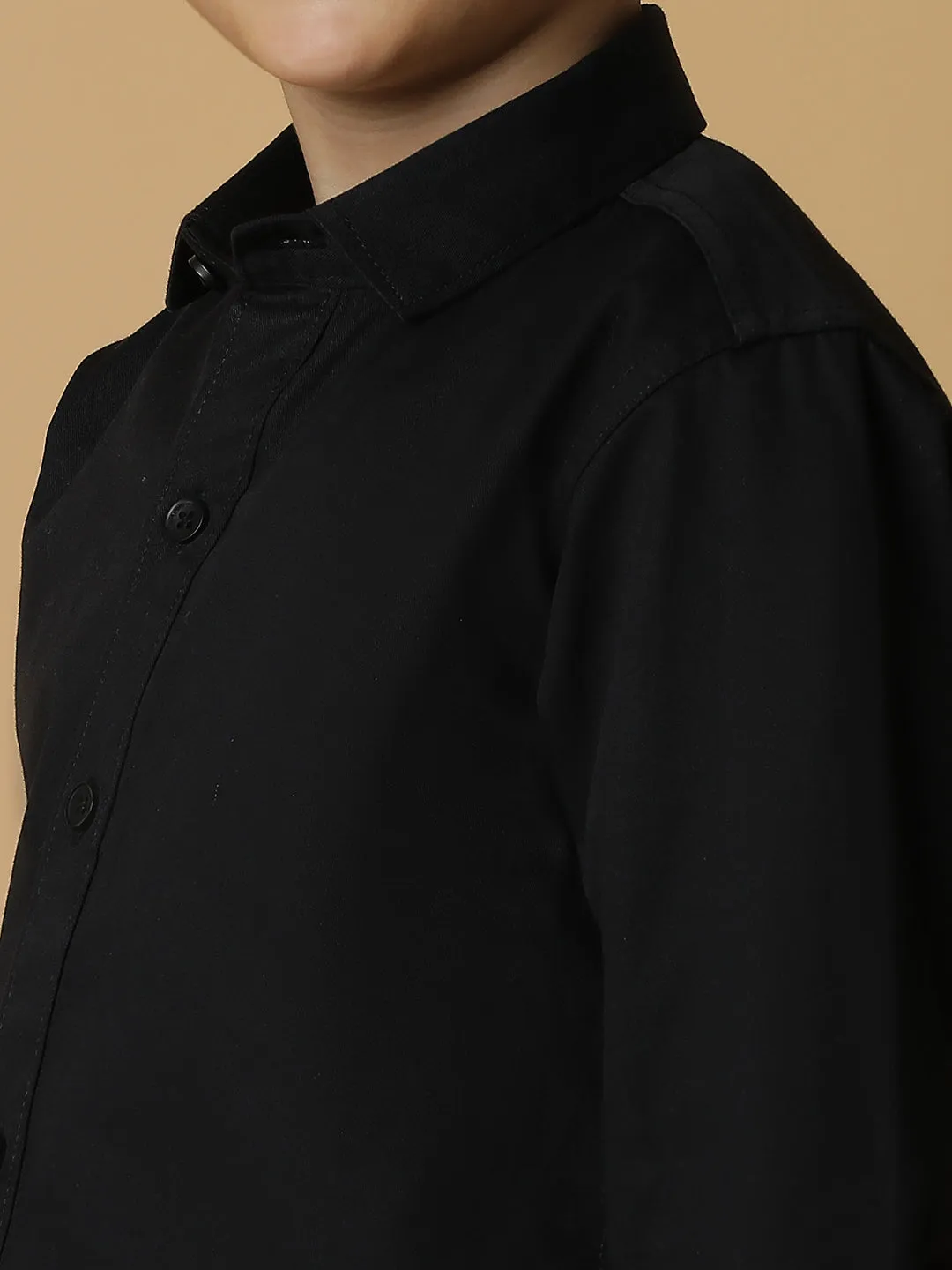 Boys Black Cotton Shirt