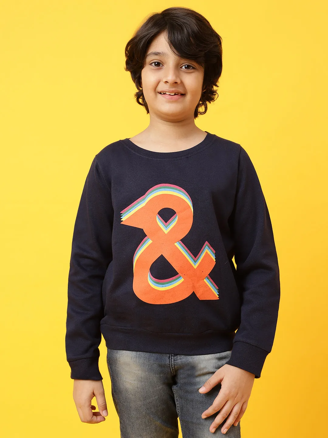 Boys Regular Fit navy Blue Casual Sweatshirt