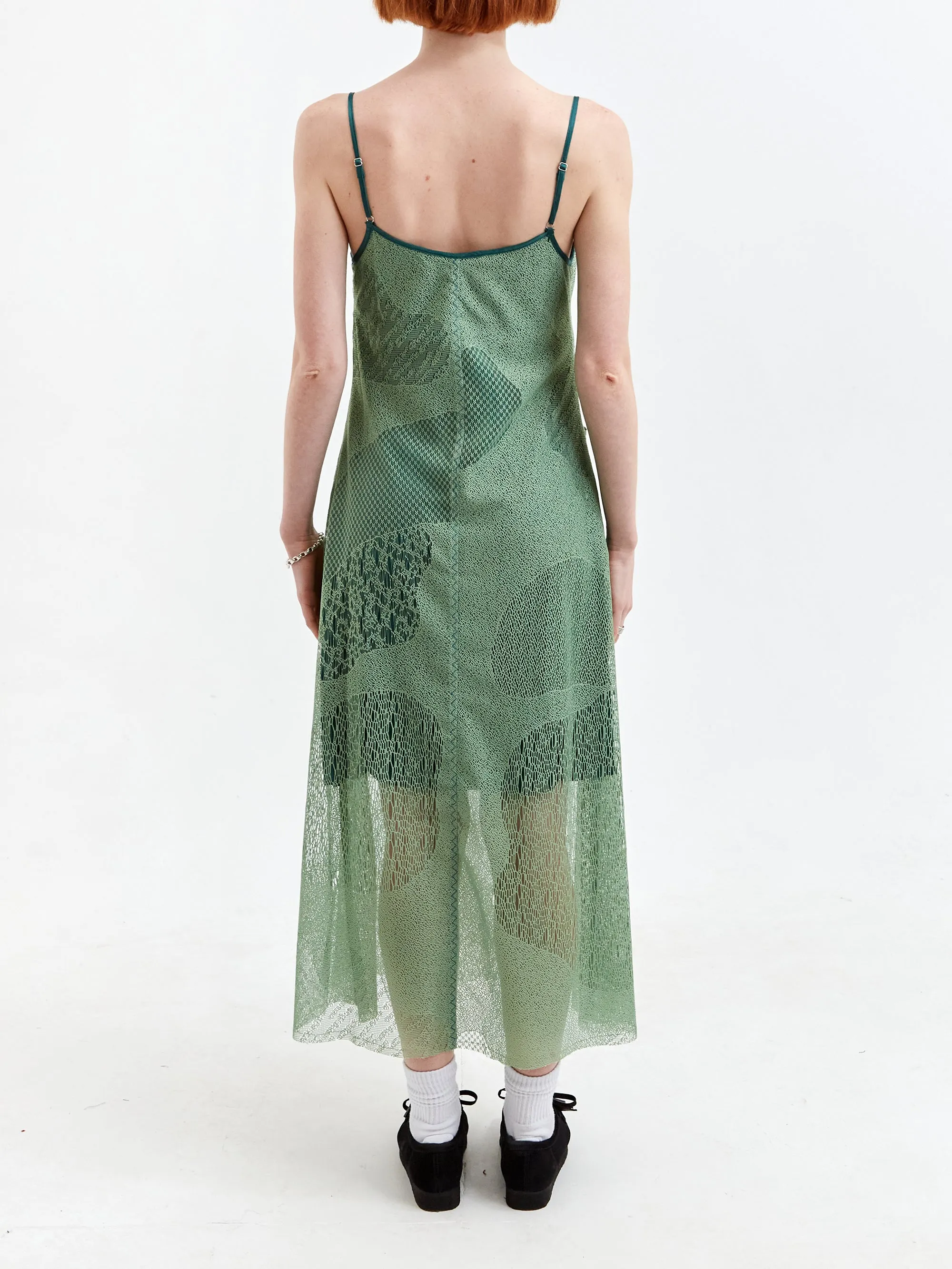 Brain Dead Engineered Cloud Mesh Slip Dress - Green