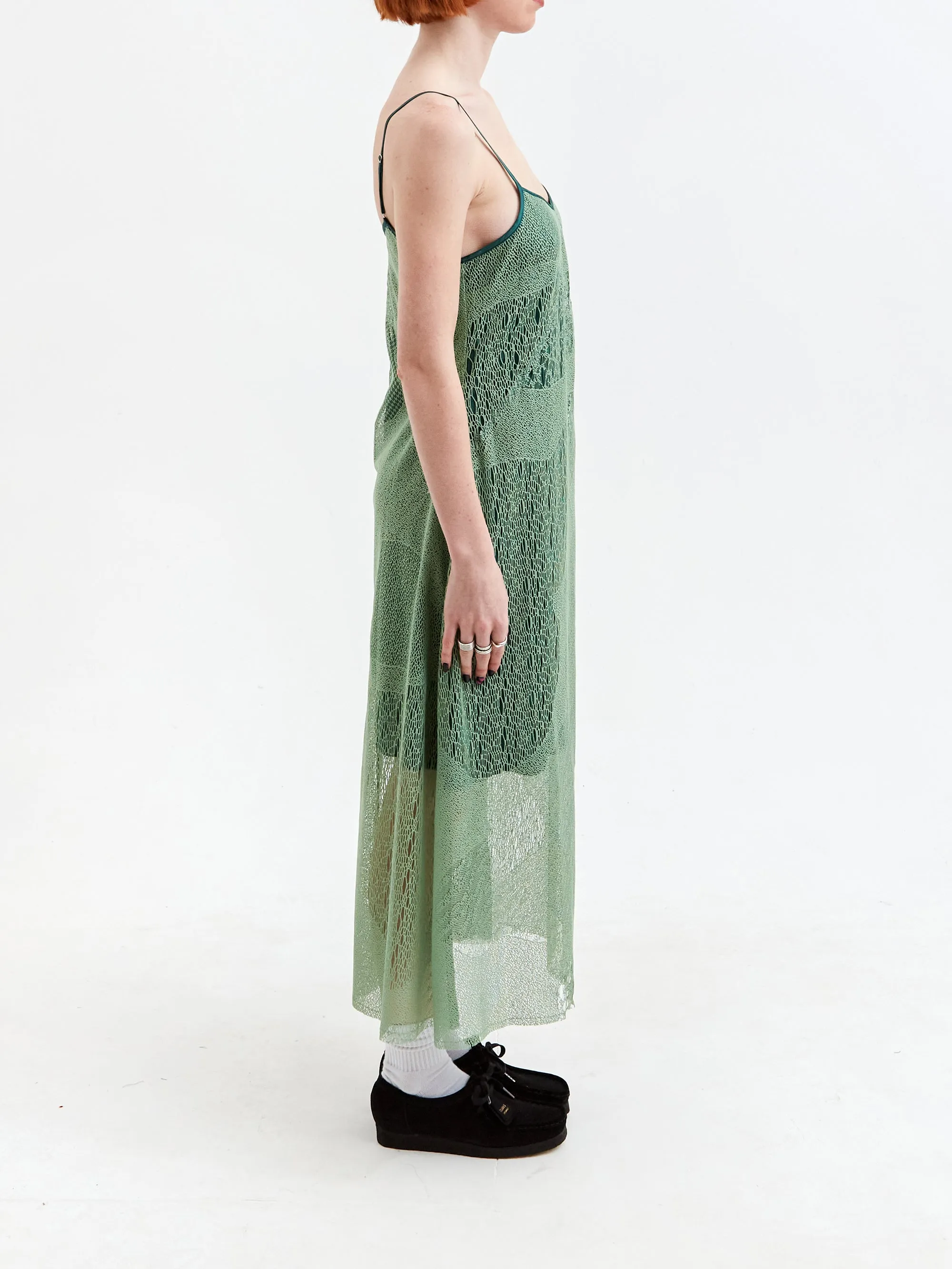 Brain Dead Engineered Cloud Mesh Slip Dress - Green