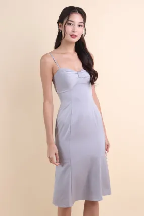 CAMILLA RIBBON SATIN SLIP DRESS IN PERIWINKLE