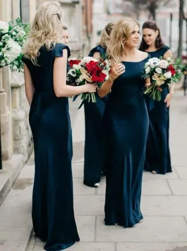 Cap Sleeve Mermaid Dark Teal Cheap Bridesmaid Dresses Online, WG266