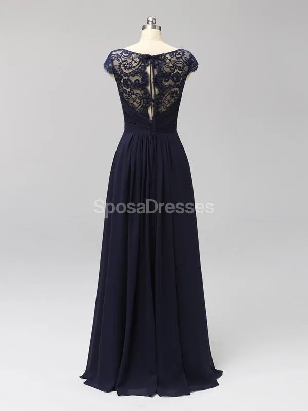 Cap Sleeves Floor Length Lace V Neck Cheap Bridesmaid Dresses Online, WG591