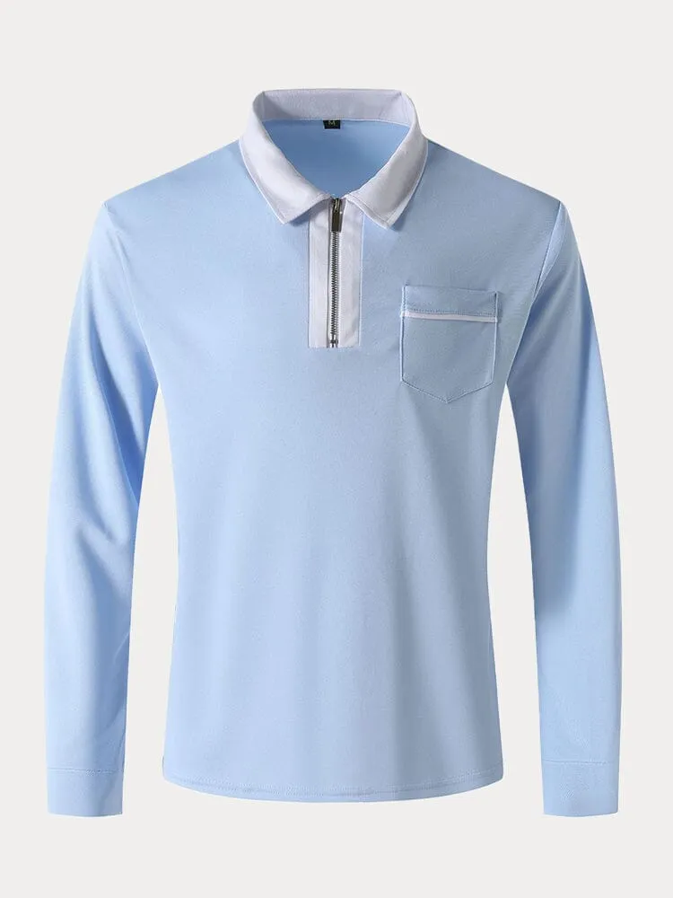 Casual Color Spliced Polo Shirt