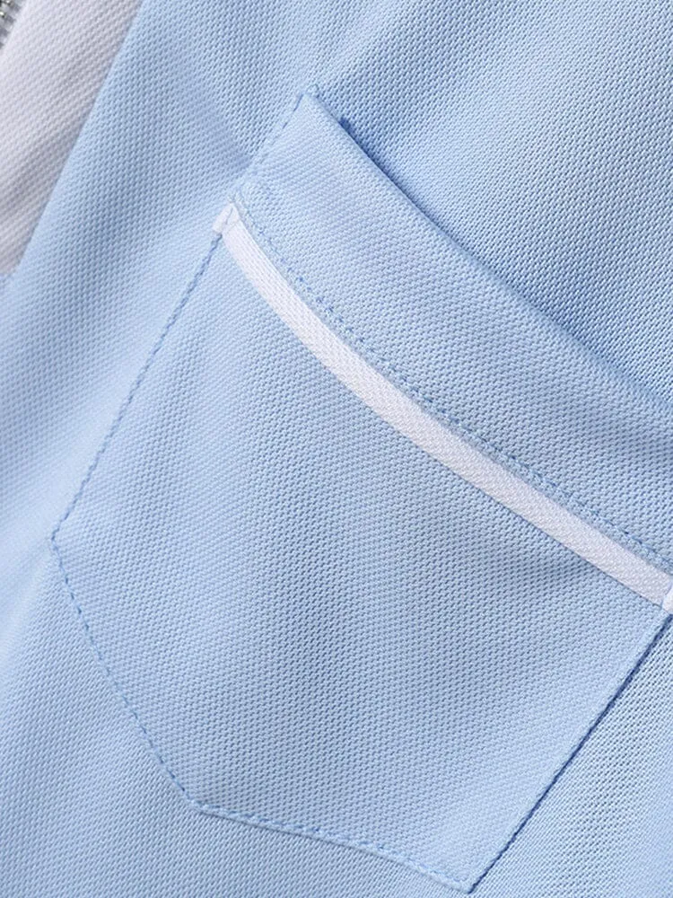 Casual Color Spliced Polo Shirt