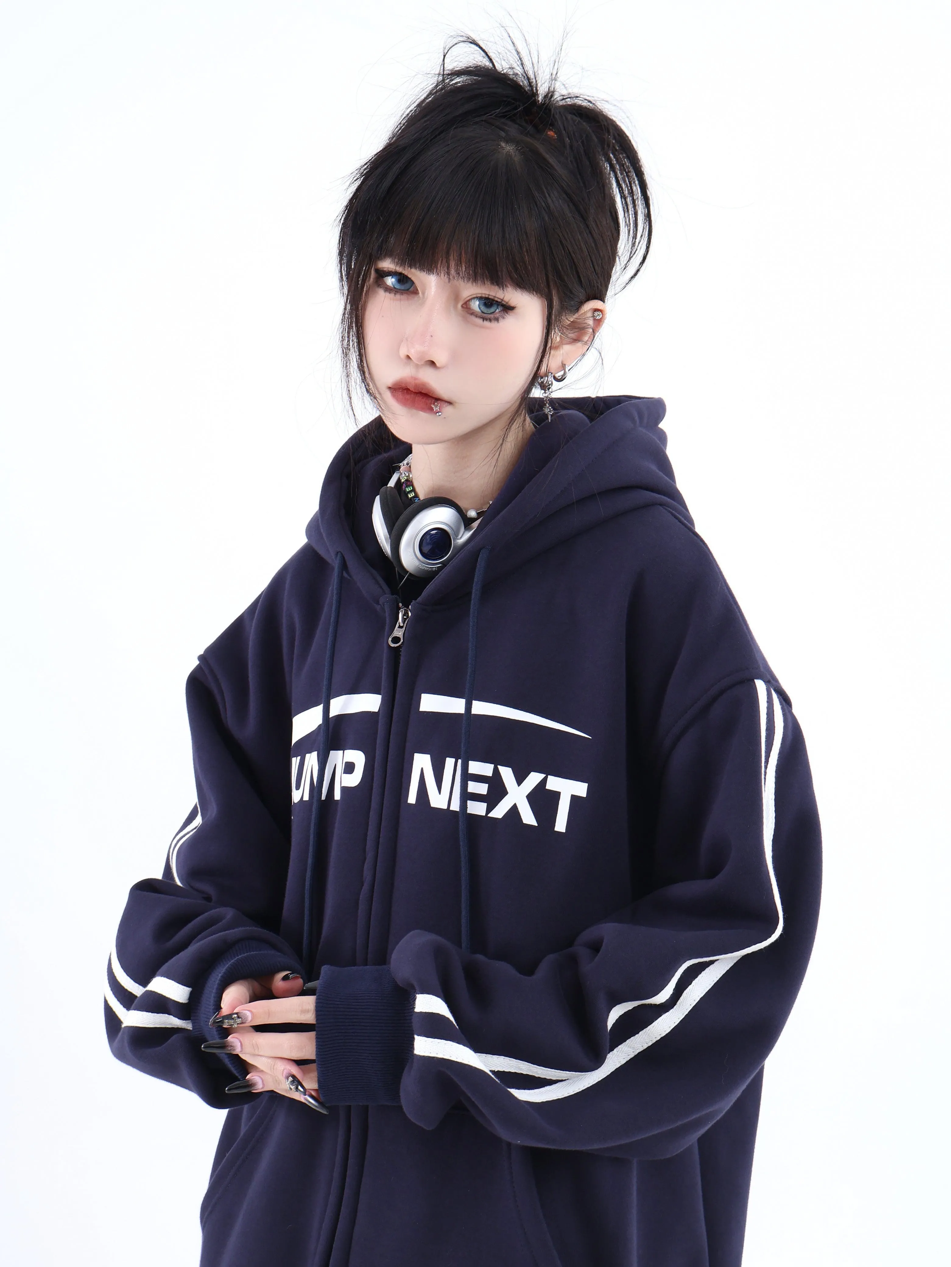 Casual Logo Zipped Hoodie